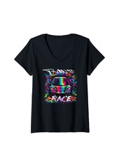 Born Womens Racing Car Colorful Graffitti Style V-Neck T-Shirt