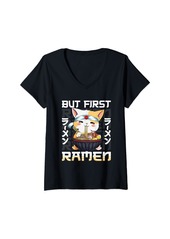 Born Womens Ramen Cat Kawaii Anime Japanese Food Girls Official Teenager V-Neck T-Shirt
