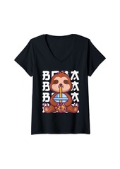 Born Womens Sloth Boba Tea Bubble Tea Anime Kawaii Neko Gifts Girl Teen V-Neck T-Shirt