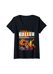 Born Womens This Baller Is Now 9 Cool Basketball 9th birthday 9 yrs Old V-Neck T-Shirt