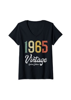 Born Womens Vintage 1965 Limited Edition 57th Birthday V-Neck T-Shirt