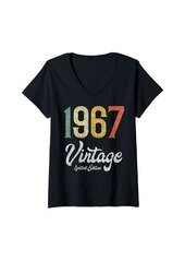 Born Womens Vintage 1967 Limited Edition 55th Birthday V-Neck T-Shirt