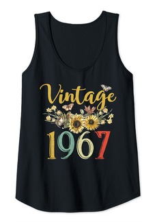 Born Womens Vintage 1967 Sunflower 57th Birthday Awesome Since 1967 Tank Top