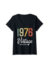 Born Womens Vintage 1976 Limited Edition 46th Birthday V-Neck T-Shirt