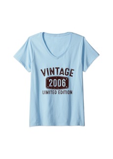 Born Womens Vintage 2006 Limited Edition 18th Birthday Gift 18 Years Old V-Neck T-Shirt