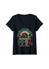 Womens Vintage 30th Birthday Gifts 30 Years Old Born In August 1994 V-Neck T-Shirt