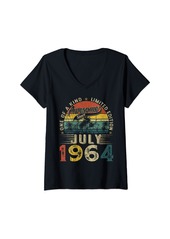 Born Womens 60 Year Old Gifts Vintage July 1964 60th Birthday Decoration V-Neck T-Shirt