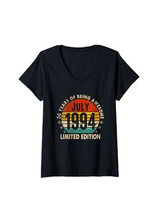 Born Womens Vintage July 1994 30th Birthday Gifts 30 Years Old Retro V-Neck T-Shirt