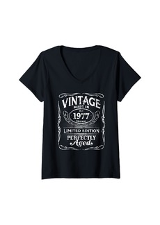 Womens Vintage Original Born In 1977 Classic 47th Birthday V-Neck T-Shirt