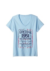 Born Womens Vintage USA Legends Made in 1951 Classic 73rd Birthday V-Neck T-Shirt