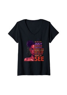 Born Womens  Woman I'm A July Queen I have 3 Sides For Queen V-Neck T-Shirt