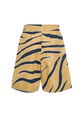 Bottega Veneta Animal Print Cotton & Linen Shorts