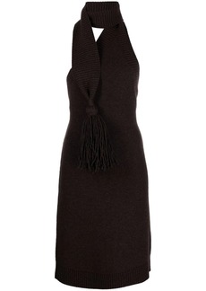 Bottega Veneta asymmetric knitted haltner-neck dress