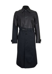 Bottega Veneta Asymmetric trench coat in leather and gabardine