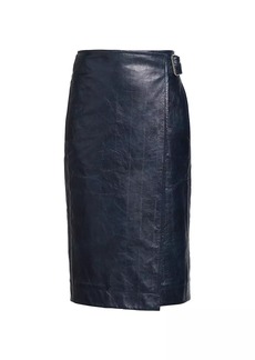 Bottega Veneta Belted Leather Wrap Midi-Skirt