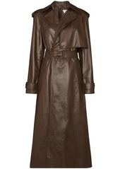 Bottega Veneta belted-waist leather trench coat