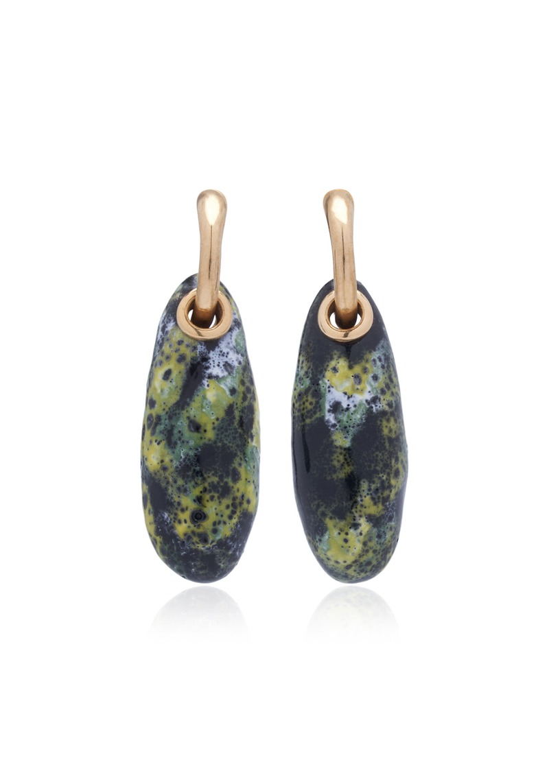 Bottega Veneta - 18k Yellow Gold-Plated Sterling Silver; Ceramic Earrings - Green - OS - Moda Operandi - Gifts For Her