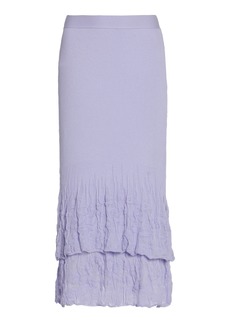 Bottega Veneta - 2-in-1 Flower-Knit Cotton Skirt - Purple - M - Moda Operandi