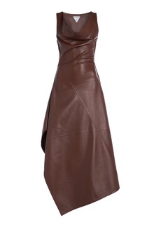 Bottega Veneta - Asymmetric Leather Dress - Brown - IT 40 - Moda Operandi