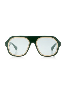 Bottega Veneta - Aviator-Frame Acetate Sunglasses - Green - OS - Moda Operandi