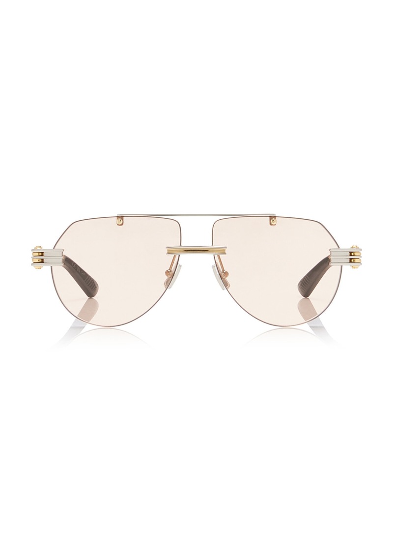 Bottega Veneta - Aviator-Frame Metal Sunglasses - Neutral - OS - Moda Operandi