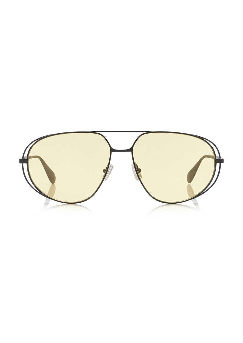 Bottega Veneta - Aviator-Frame Metal Sunglasses - Yellow - OS - Moda Operandi