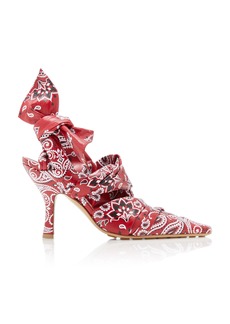 Bottega Veneta - Bunnie Bandana Leather Slingback Pumps - Red - IT 37 - Moda Operandi