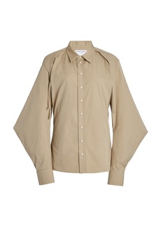Bottega Veneta - Cape-Sleeve Cotton-Blend Poplin Shirt - Neutral - IT 38 - Moda Operandi