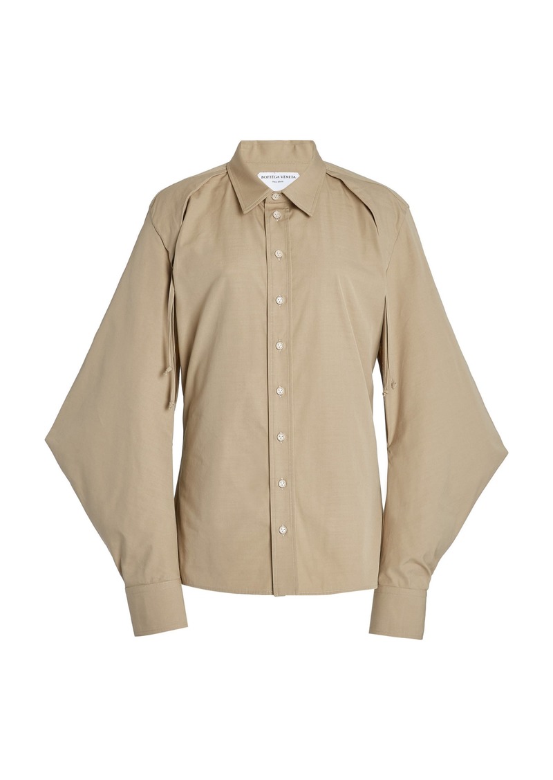 Bottega Veneta - Cape-Sleeve Cotton-Blend Poplin Shirt - Neutral - IT 44 - Moda Operandi