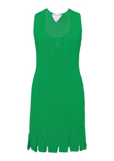 Bottega Veneta - Carwash-Hem Cotton-Blend Mesh Mini Dress - Green - M - Moda Operandi