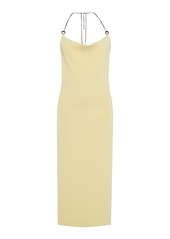 Bottega Veneta - Chain-Detailed Ribbed-Knit Midi Halter Dress - Yellow - XS - Moda Operandi