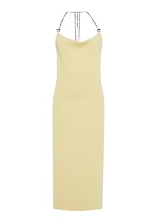 Bottega Veneta - Chain-Detailed Ribbed-Knit Midi Halter Dress - Yellow - L - Moda Operandi