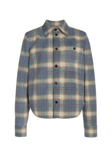 Bottega Veneta - Check-Printed Leather Flannel Shirt - Blue - IT 42 - Moda Operandi