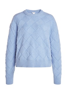 Bottega Veneta - Checked Knit Wool Sweater - Blue - M - Moda Operandi