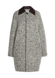 Bottega Veneta - Chevron Bouclé Wool-Blend Coat - Light Grey - M - Moda Operandi