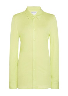 Bottega Veneta - Collared Jersey Sable Shirt - Green - IT 40 - Moda Operandi