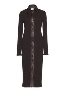 Bottega Veneta - Collared Knitted Wool-Blend Midi Dress - Black - XS - Moda Operandi