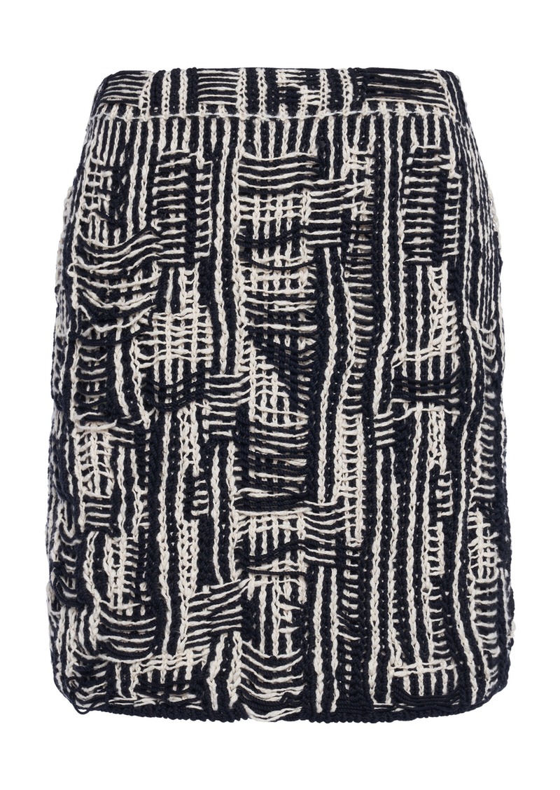 Bottega Veneta - Cotton Intrecciato-Knit Mini Skirt - Black/white - XL - Moda Operandi