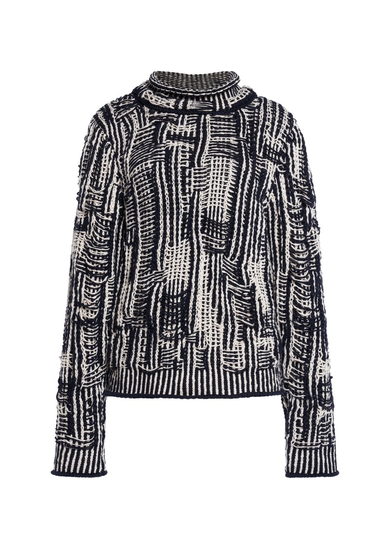 Bottega Veneta - Cotton Intrecciato-Knit Sweater - Black/white - M - Moda Operandi