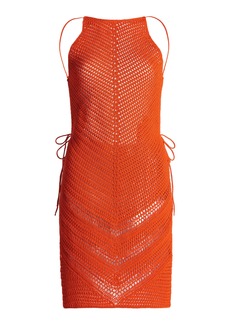 Bottega Veneta - Crocheted Open-Back Mini Dress - Orange - M - Moda Operandi