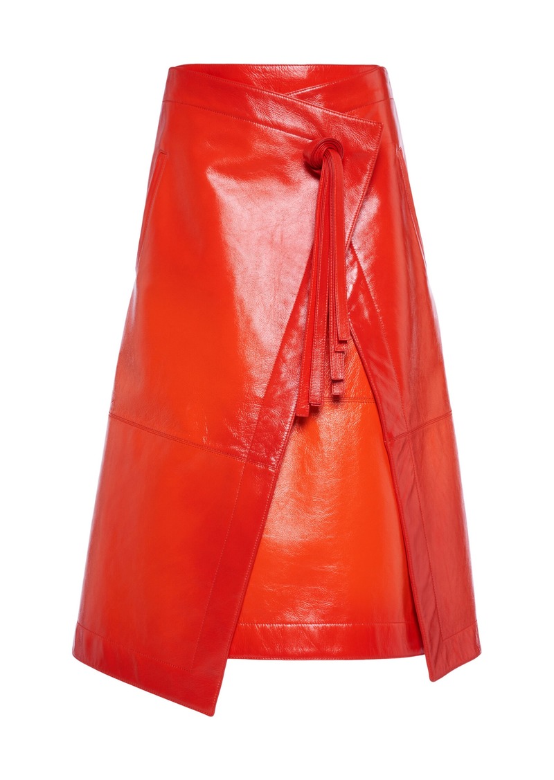 Bottega Veneta - Degrade-Leather Midi Wrap Skirt - Red - IT 42 - Moda Operandi