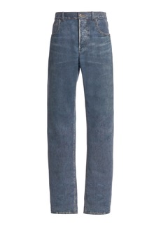 Bottega Veneta - Denim-Printed Leather Trousers - Blue - IT 44 - Moda Operandi