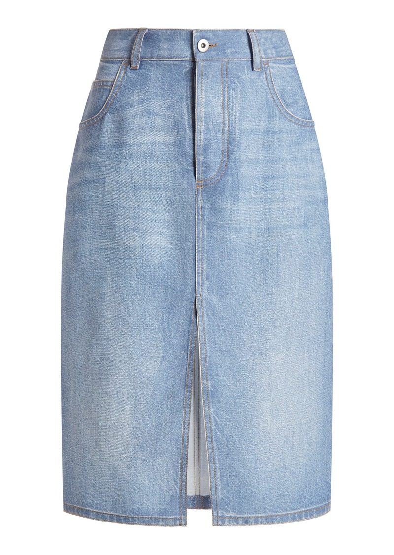 Bottega Veneta - Denim-Printed Midi Skirt - Light Wash - IT 38 - Moda Operandi