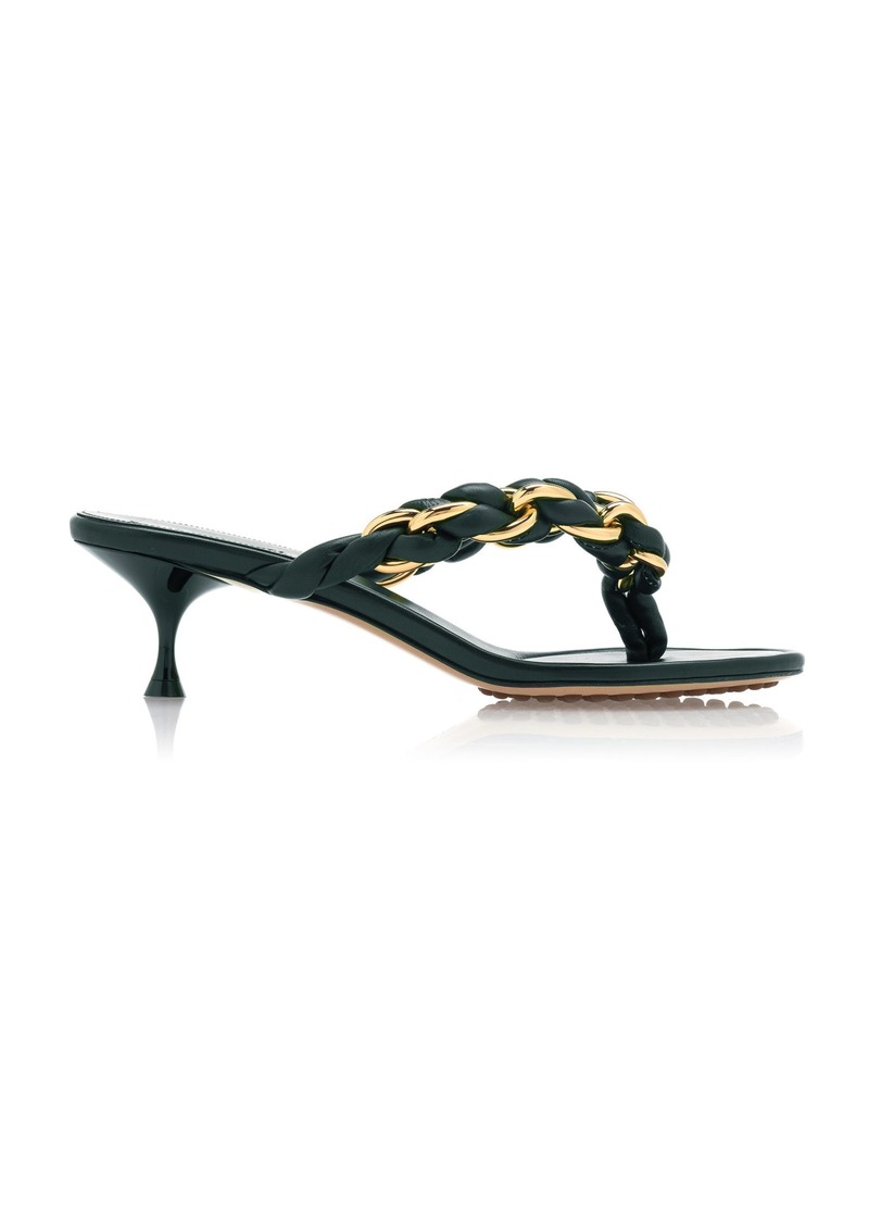 Bottega Veneta - Dot Lagoon Chain Leather Sandals - Green - IT 36.5 - Moda Operandi