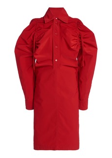 Bottega Veneta - Drawstring-Detailed Tech-Wool Midi Shirt Dress - Red - IT 42 - Moda Operandi