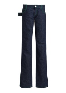 Bottega Veneta - Embroidered Rigid Low-Rise Flared-Leg Jeans - Blue - IT 38 - Moda Operandi