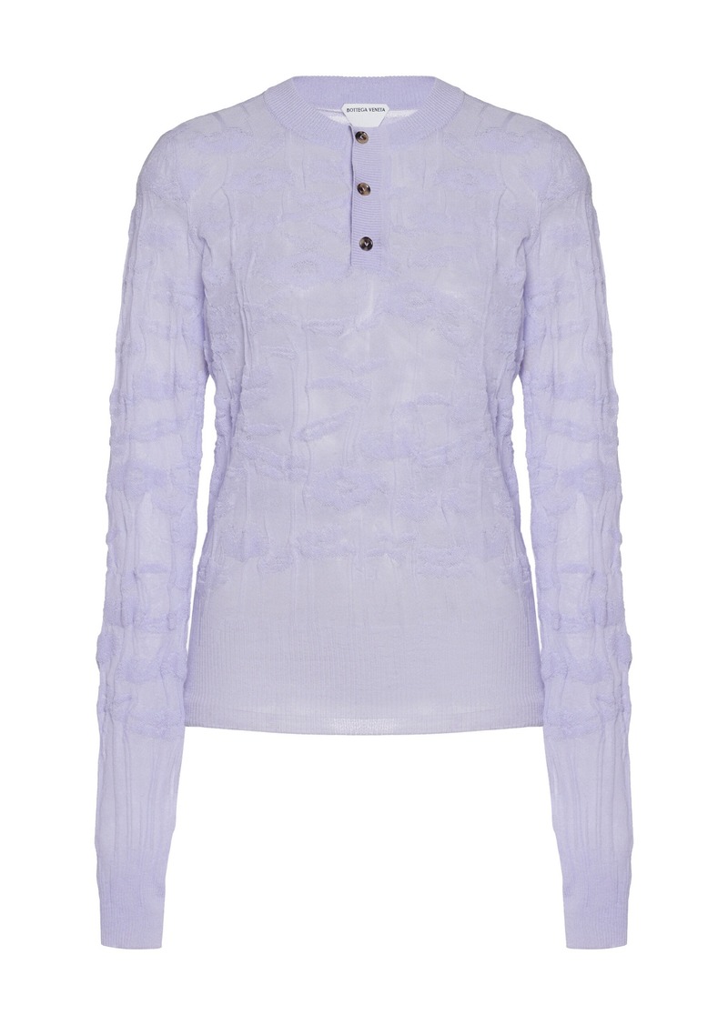 Bottega Veneta - Flower-Knit Cotton-Blend Sweater - Purple - M - Moda Operandi