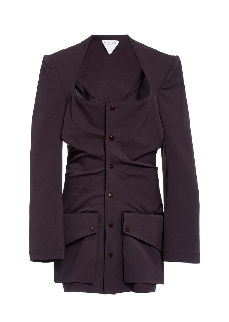 Bottega Veneta - Gathered Gabardine Blazer - Brown - IT 38 - Moda Operandi