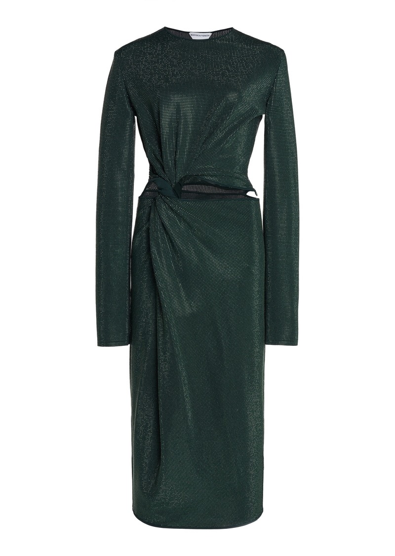 Bottega Veneta - Hotfix Cutout Midi Dress - Green - S - Moda Operandi