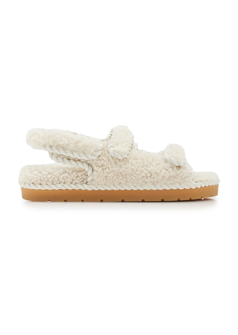 Bottega Veneta - Jack Shearling Slingback Sandals - White - IT 37 - Moda Operandi